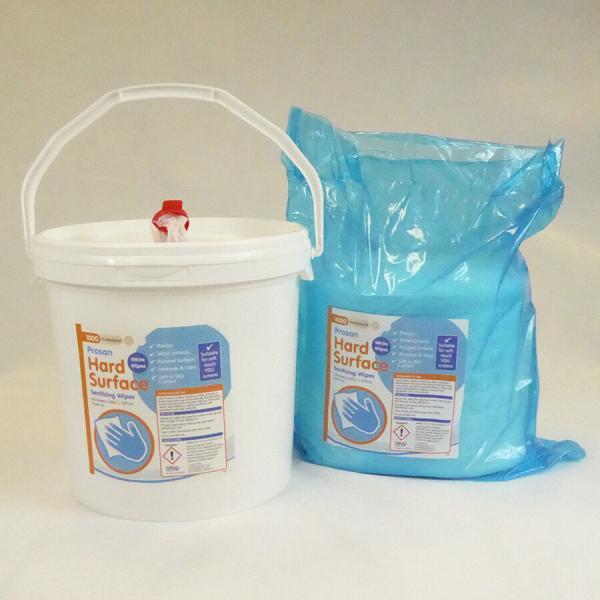 PN1028 PN1029 1000 sheet Hard surafce sanitising wipes Bucket and refill bag