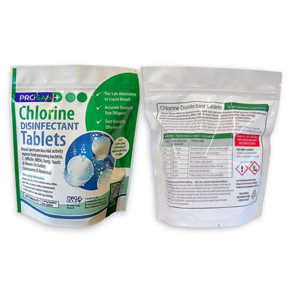 PN501P Effervescent Chlorine Pouch Pack Back & Front